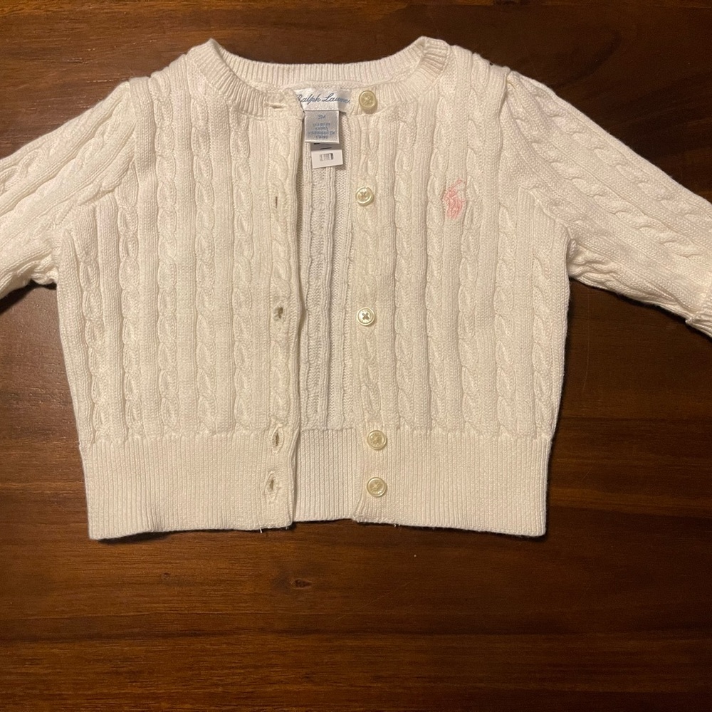 Ralph Lauren infant girls ribbed cardigan